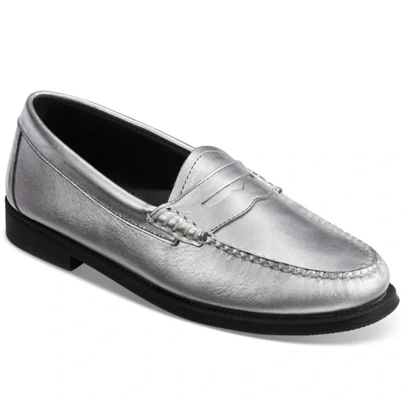GH Bass Womens Whitney Easy‎ Weejun Loafer Silver - Picture 1 of 5